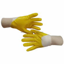 Yellow Nitrile Coated with Cotton Liner Knitted Wrist Work Labor Gloves Ce 3111X